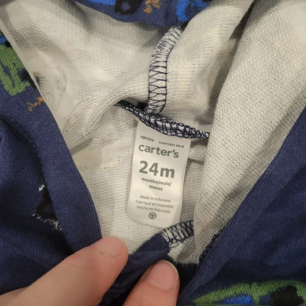 Carter's Truck Hoodie Sweatshirt Vehicle Print Pullover Top 24‎ Months